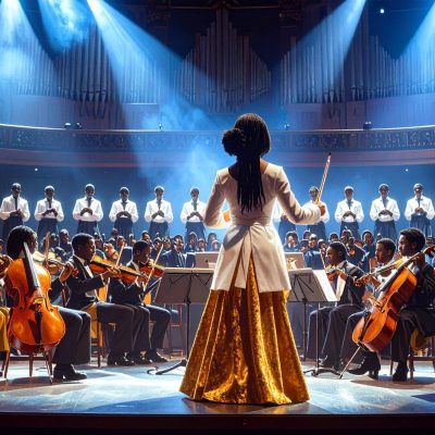 Firefly_A dramatic, cinematic scene of a grand orchestra performance in a majestic concert ha 768582